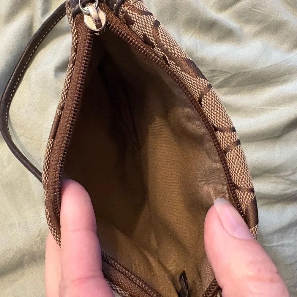 Coach Brown Signature Canvas Wristlet with Dark Brown Trim - Picture 4 of 4